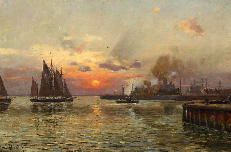 morning fog about a port in saint petersburg